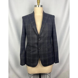 Z Zegna Sport Coat Blazer Jacket Wool Brown Black Check Size 50 R - 8 40 US